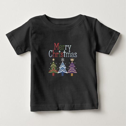 メリークリスマスクロスクリスマスツリーレトロ ベビーTシャツ (正面)