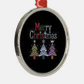 メリークリスマスクロスクリスマスツリーレトロ メタルオーナメント (右)