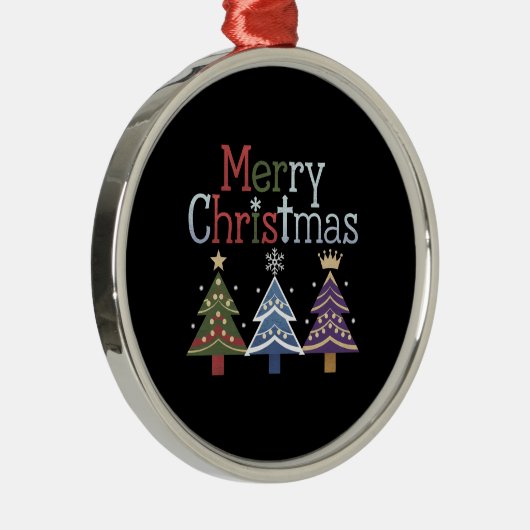 メリークリスマスクロスクリスマスツリーレトロ メタルオーナメント (右)