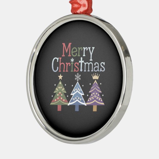 メリークリスマスクロスクリスマスツリーレトロ メタルオーナメント (左)