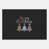 メリークリスマスクロスクリスマスツリーレトロ ラッピングペーパーシート (正面)
