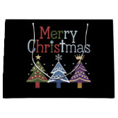 メリークリスマスクロスクリスマスツリーレトロ ラージペーパーバッグ (正面)