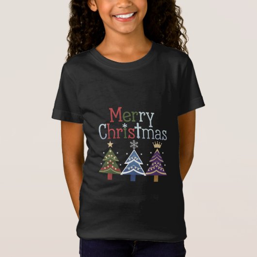 メリークリスマスクロスクリスマスツリーレトロ Tシャツ (正面)