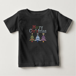 メリークリスマスクロス クリスマスツリー レトロ ベビーTシャツ