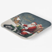 メリークリスマスクールヴィンテージサンタオンバイク ペーパープレート (傾斜あり)