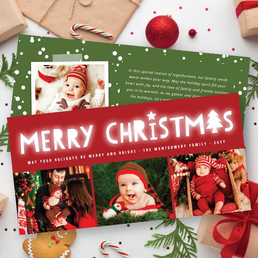 メリークリスマスグお洒落ローツリーモダン3写真 シーズンカード