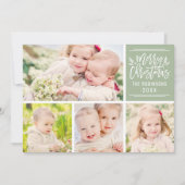 メリークリスマスグエレガントリースクリプト写真コラージュ シーズンカード (正面)