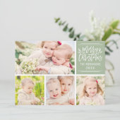 メリークリスマスグエレガントリースクリプト写真コラージュ シーズンカード (スタンド正面)