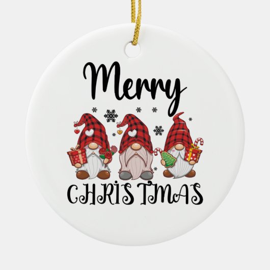 メリークリスマスグノミーズのクリスマス格言 セラミックオーナメント (正面)