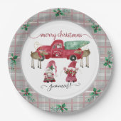 メリークリスマスグノミー格言ツリーファームウォーター色 ペーパープレート (正面)