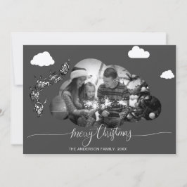 メリークリスマスグモダンレークラウド写真ホリデイ 招待状