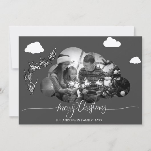 メリークリスマスグモダンレークラウド写真ホリデイ 招待状 (正面)