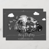 メリークリスマスグモダンレークラウド写真ホリデイ 招待状 (正面/裏面)