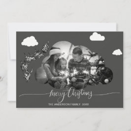 メリークリスマスグモダンレークラウド写真ホリデイ 招待状