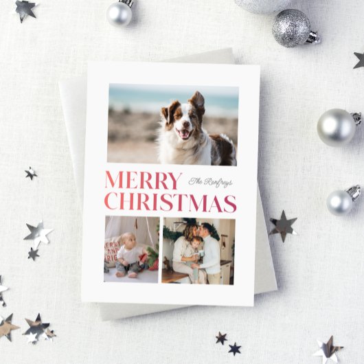 メリークリスマスグラデーションのヘッドラインのホリデーカード シーズンカード