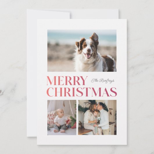 メリークリスマスグラデーションのヘッドラインのホリデーカード シーズンカード (正面)