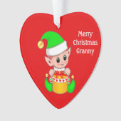 メリークリスマスグラニー&かわいいクリスマス小妖精や小人 オーナメント (正面)