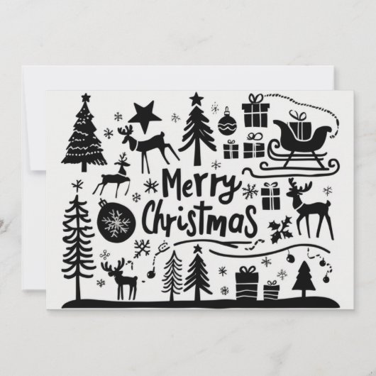 メリークリスマスグラフィックのホリデーカード シーズンカード (正面)