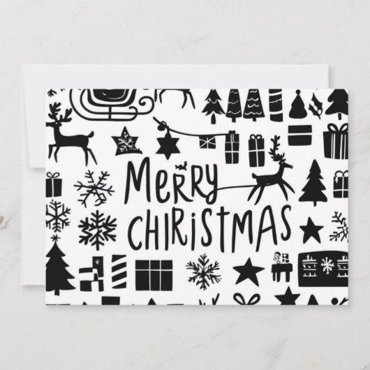 メリークリスマスグラフィックのホリデーカード シーズンカード (正面)