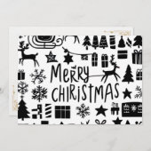 メリークリスマスグラフィックのホリデーカード シーズンカード (正面/裏面)