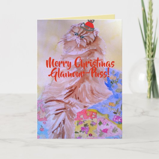 メリークリスマスグラマー絵を描プス猫カード カード (正面)