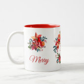 メリークリスマスグランドパフローラポインセチアリース ツートーンマグカップ (左)