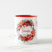 メリークリスマスグランドパフローラポインセチアリース ツートーンマグカップ (中央)