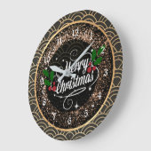 メリークリスマスグリッターと輝き ラージ壁時計 (傾斜)