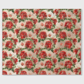 メリークリスマスグリッタースクリプトバラ金ゴールドバウブル ラッピングペーパー (フラット)