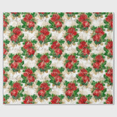 メリークリスマスグリッタースクリプトバラ金ゴールド赤白 ラッピングペーパー (フラット)
