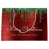 メリークリスマスグリッタードリップスレッドグリーングラム ラージペーパーバッグ (正面)