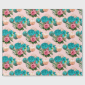 メリークリスマスグリッターボーブル金ゴールドピンクローズブルー ラッピングペーパー (フラット)