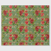 メリークリスマスグリッターボーブル金ゴールドレッドローズミント ラッピングペーパー (フラット)