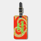 メリークリスマスグリッターレッド文字パターンデザイン ラゲッジタグ (正面縦)