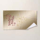 メリークリスマスグリッター。金ゴールドツリー バスタオルセット (ハンドタオル)