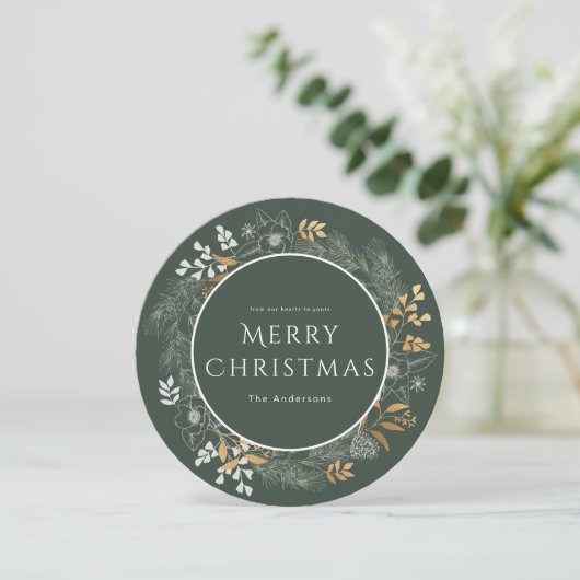 メリークリスマスグリーズエレガントセージ金ゴールドリース (スタンド正面)