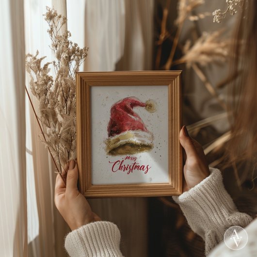 メリークリスマスグリーズ絵を描ズのサンタクロース帽 ポスター