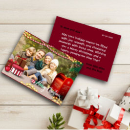 メリークリスマスグリーティングよくはしゃぐカード家族の写真 シーズンカード