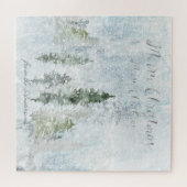 メリークリスマスグリーティングウィンターストームパインズ ジグソーパズル (横)