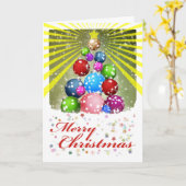 メリークリスマスグリーティングオーナメントツリースター カード (黄色い花)