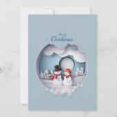 メリークリスマスグリーティングカードおもしろい雪だるま雪玉 シーズンカード (正面)