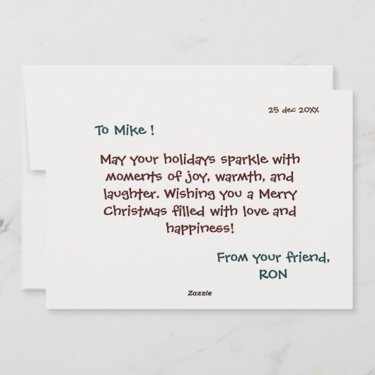 メリークリスマスグリーティングカードのおもしろいとよくはしゃぐ シーズンカード (裏面)