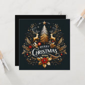 メリークリスマスグリーティングカードマジカルデザイン カード (正面/裏面インサイチュ)