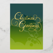 メリークリスマスグリーティングカード任意の色とライム 箔シーズンカード (正面)