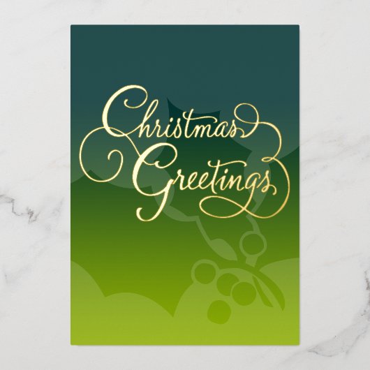メリークリスマスグリーティングカード任意の色とライム 箔シーズンカード (正面)