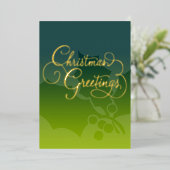 メリークリスマスグリーティングカード任意の色とライム 箔シーズンカード (立ち正面)