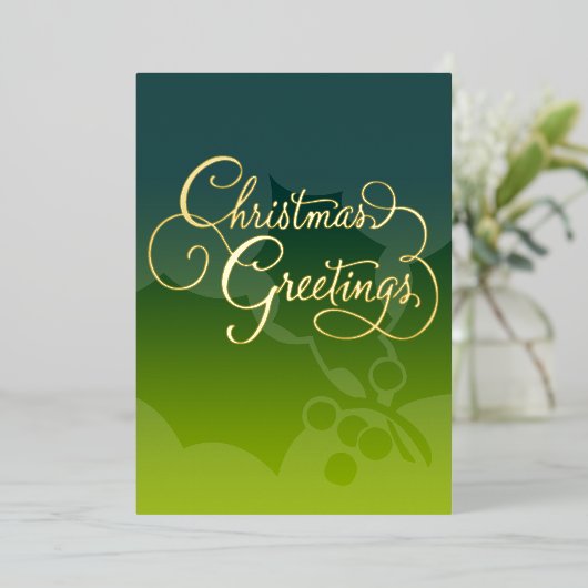 メリークリスマスグリーティングカード任意の色とライム 箔シーズンカード (立ち正面)