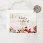 メリークリスマスグリーティングカード、ミニマリストホリデー ノートカード (正面/裏面インサイチュ)