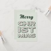 メリークリスマスグリーティングカード。季節のごあいさつ。 カード (正面/裏面インサイチュ)