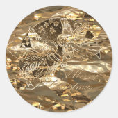 メリークリスマスグリーティングゴールデンエンジェルエレガントズ ラウンドシール (正面)